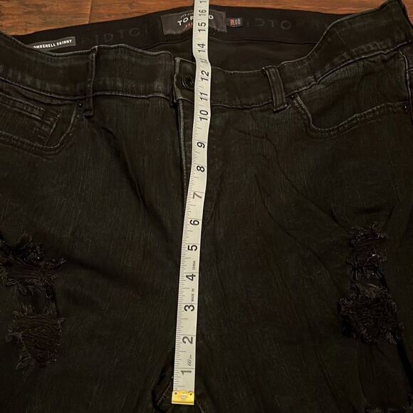 Torrid Black Distressed Ripped Bombshell Skinny Jeans - Picture 8 of 14
